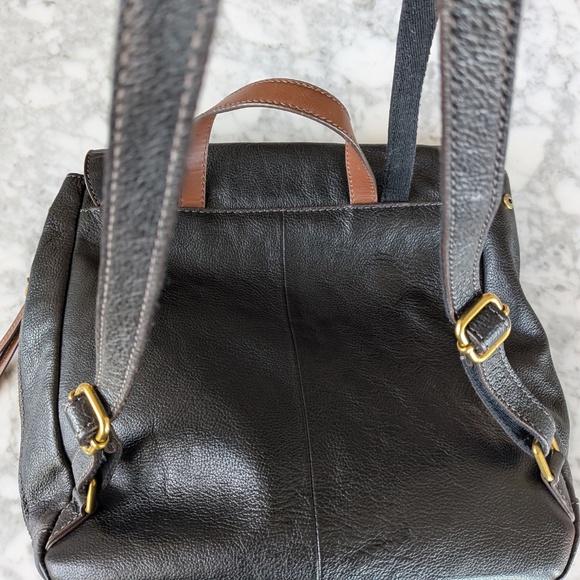 Fossil Claire Pebbled Leather Backpack SHB1932 Black Brass hardware main image 4